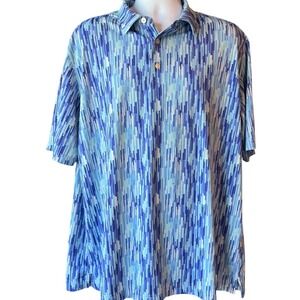 USA PALM Performance Golf Polo Blue Geometric Print Mens Size XXL